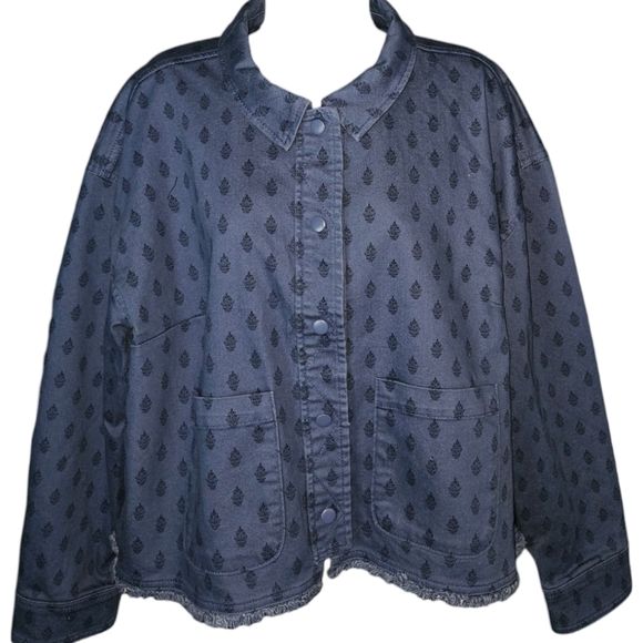 Isaac Mizrahi Live! Snap Button Fringe Hem Jean Jacket - Picture 1 of 3